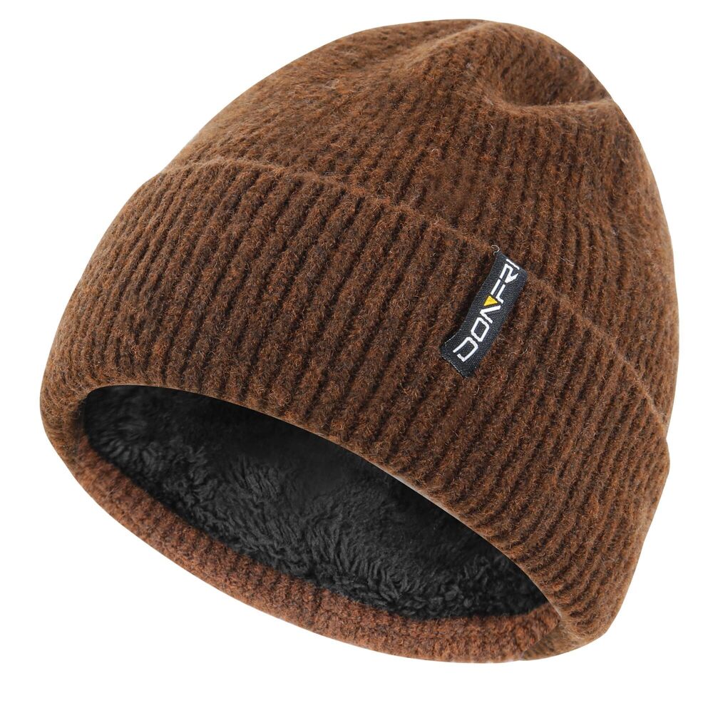 8410 Wool Winter Beanie Hats Brown Fleece Lined Super Soft Warm for Winter